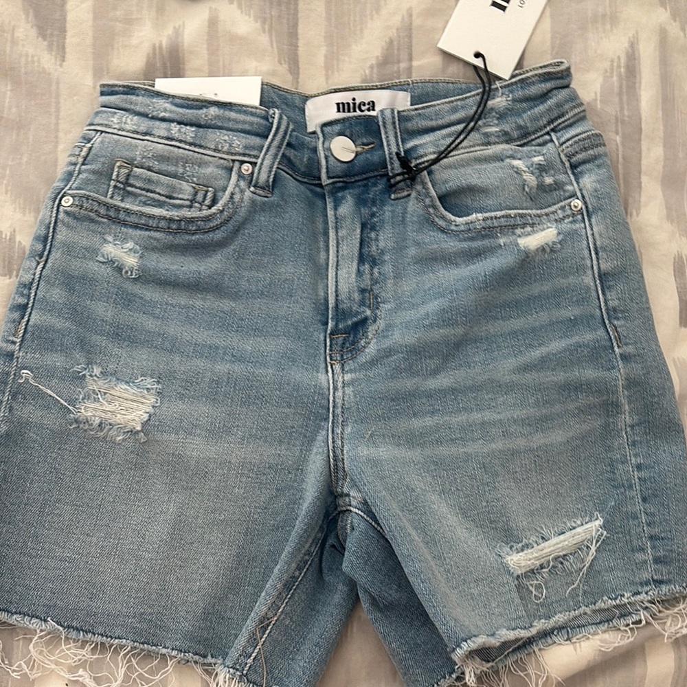 Mica Light Blue Distressed Denim Shorts Size XS